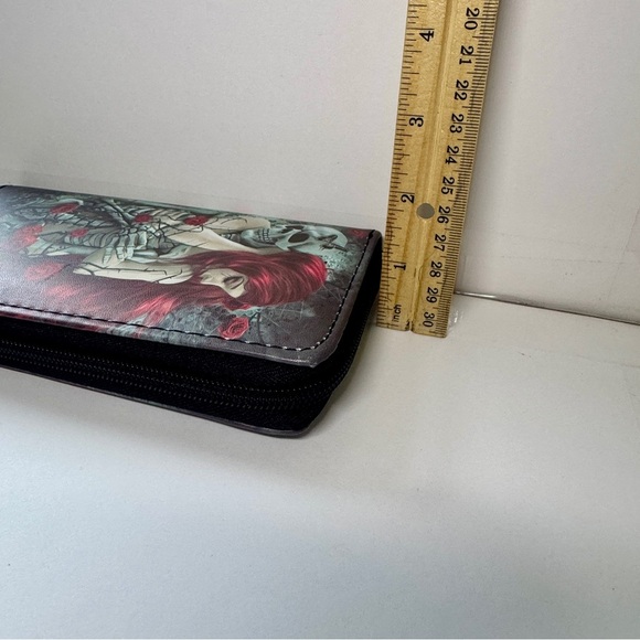 Skeleton, roses, thorns, red head woman Wallet - Picture 3 of 7